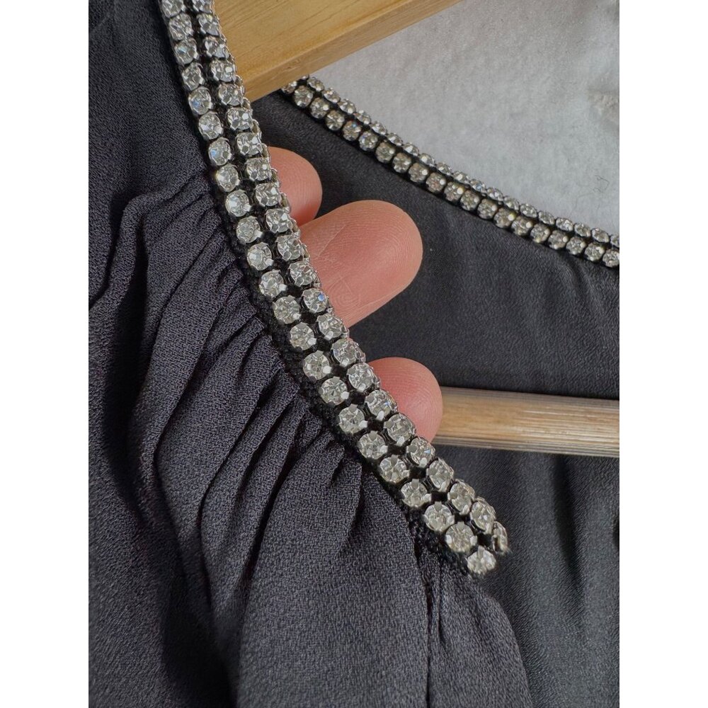 J.Crew Collection Full-length embellished ruched dress black 90s maxi sz 8 - Picture 6 of 11